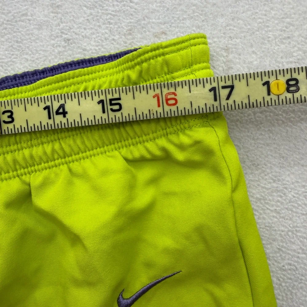 Nike Shorts Women XL Neon Yellow Dri-FIT Running Athletic Colorblock 3.5